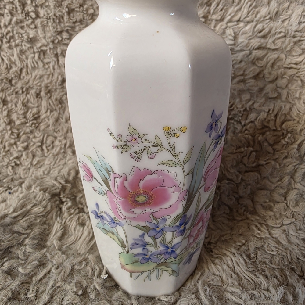 Delicate Floral Vase with Pink and Blue Accents